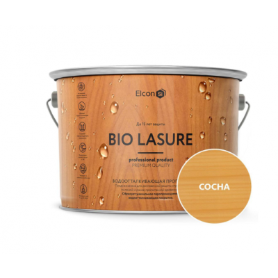 Пропитка для дерева водоотталкивающая Elcon Bio Lasure, сосна, 9л